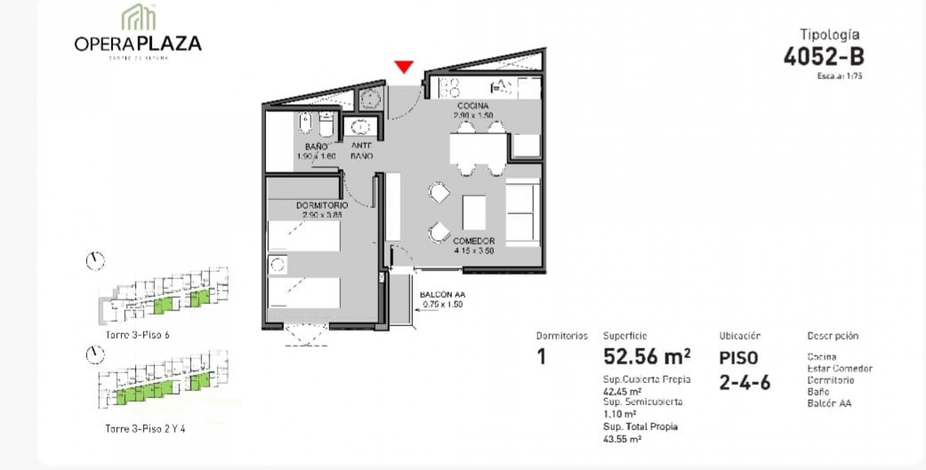VENTA DE EXCELENTE DEPARTAMENTO EL COMPLEJO OPERA PLAZA PISO 2 TORRE 3 POSESION 2027 ENTREGA INICIAL 40% DESCUENTO 10% FINANCIAMIENTO HASTA 48 CUOTAS   