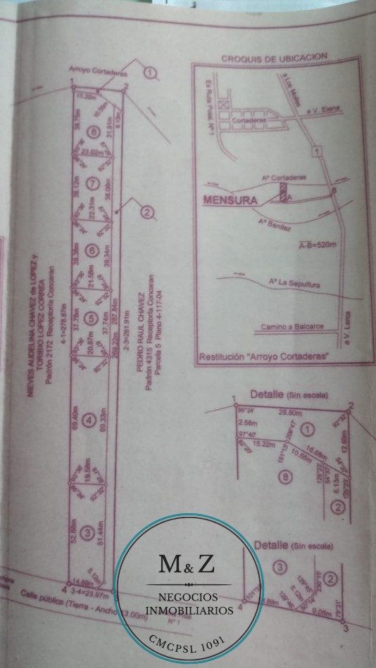 VENDE LOTE EN CORTADERAS ARROYO BENITEZ