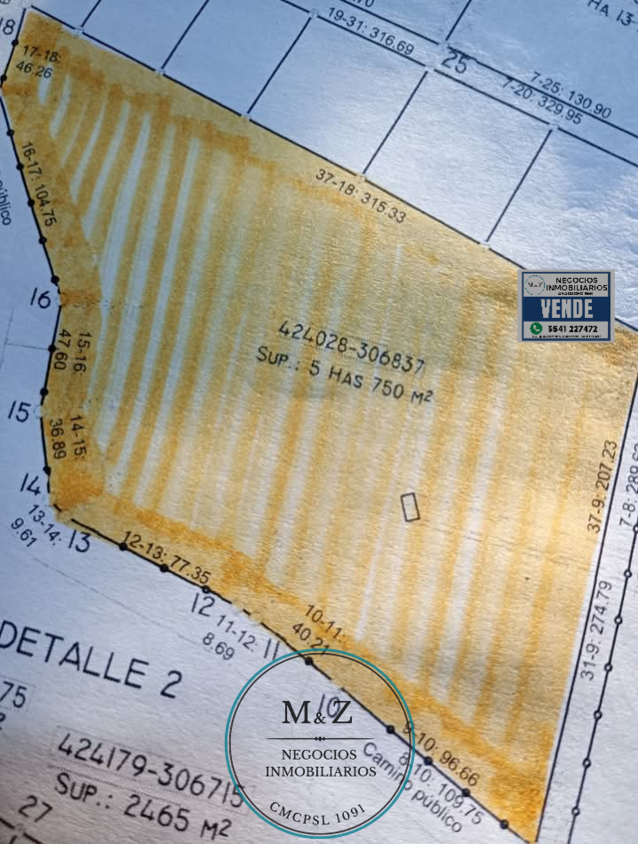 VENDE CAMPO OPORTUNIDAD DE EMPRENDIMIENTO INMOBILIARIO
