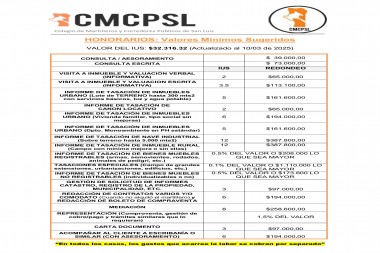 carta actualizada de honorarios SAN LUIS